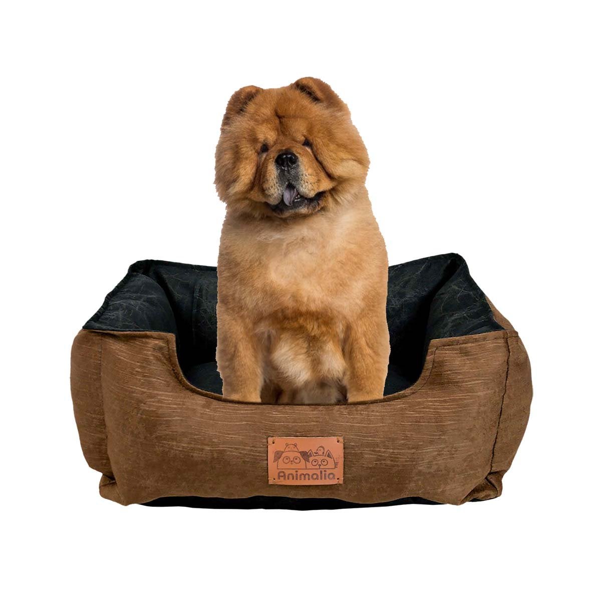 ALMOHADON PARA PERRO TALLA M MARRON CON CENTRO NEGRO YREGALO STICKER - 1