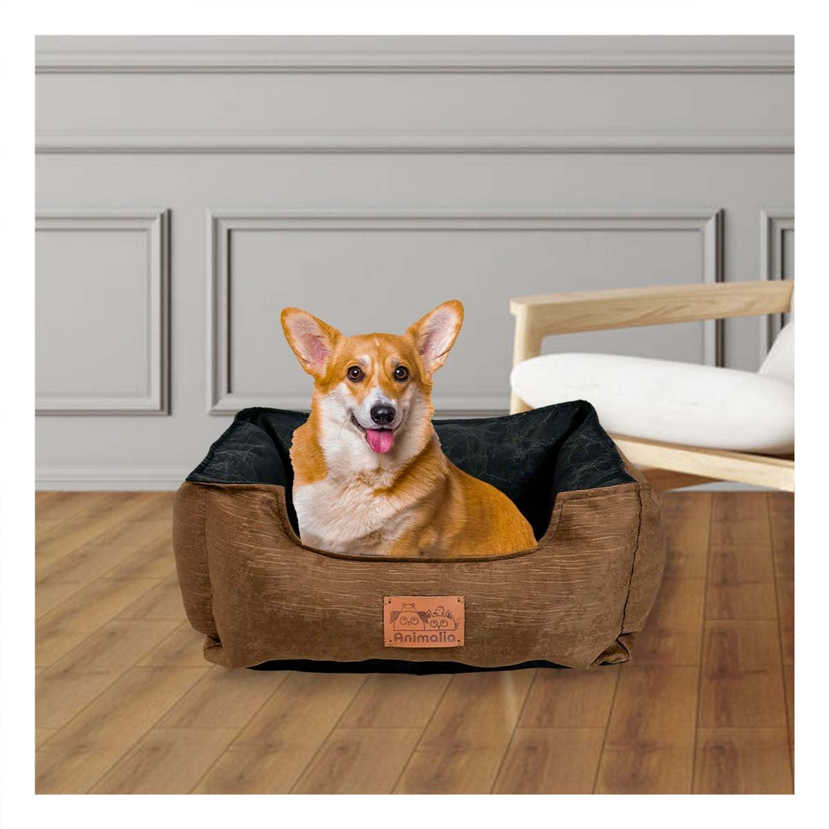 PACK2 BASE ACOLCHADA PARA PERRO TALLA S MARRON CON CENTRO NEGRO - 3