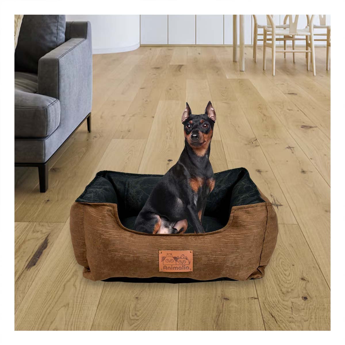 PACK2 BASE ACOLCHADA PARA PERRO TALLA S MARRON CON CENTRO NEGRO - 5