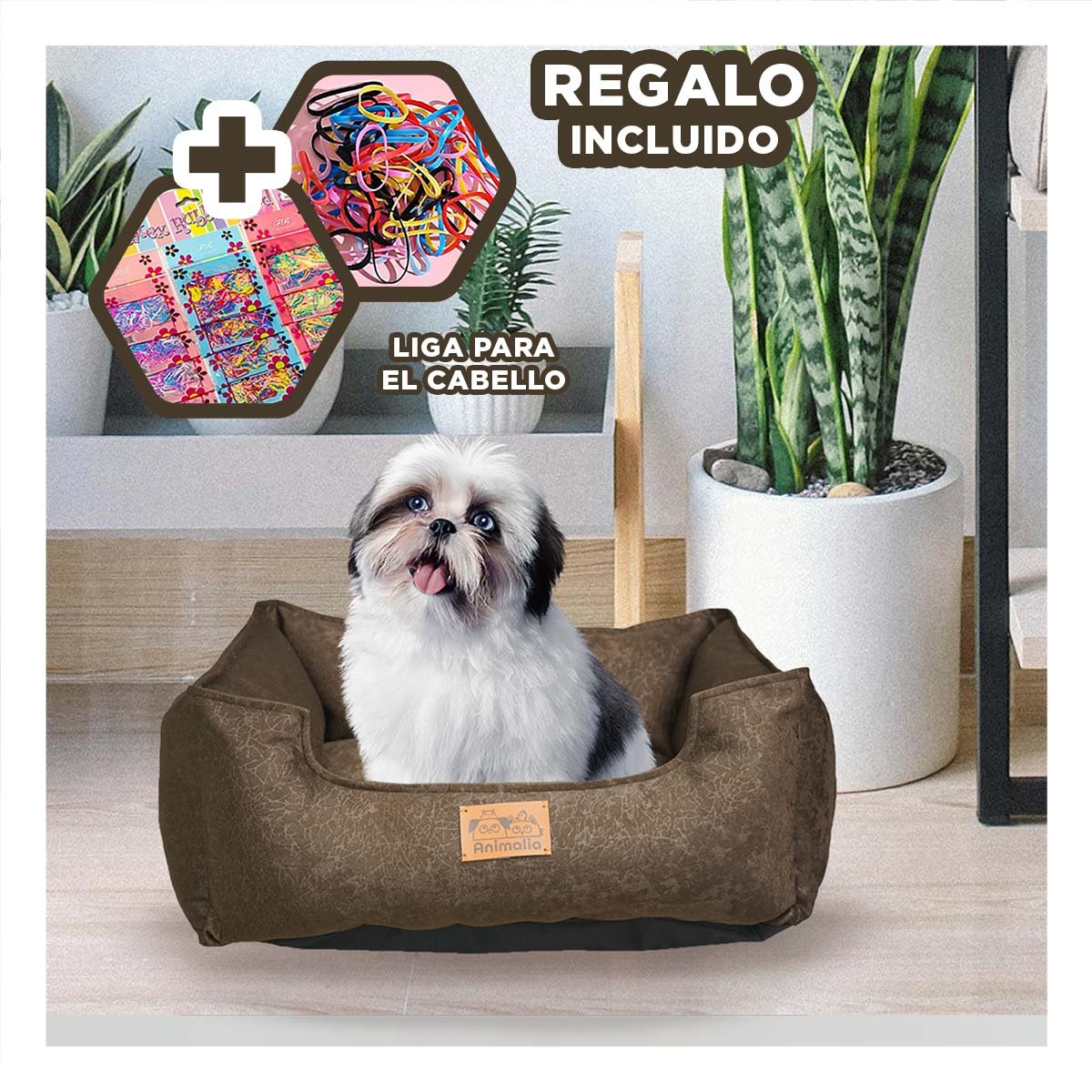 LECHO PARA PERRO TALLA S MARRON CON COMPLETO YLIGAS REGALO - 2