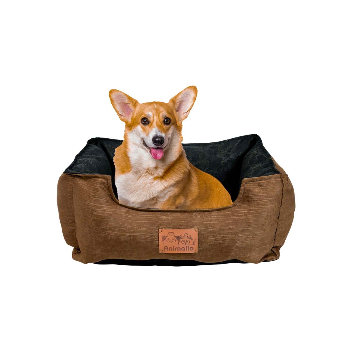 ALMOHADON PARA PERRO TALLA S MARRON CON CENTRO NEGRO YREGALO STICKER - 1
