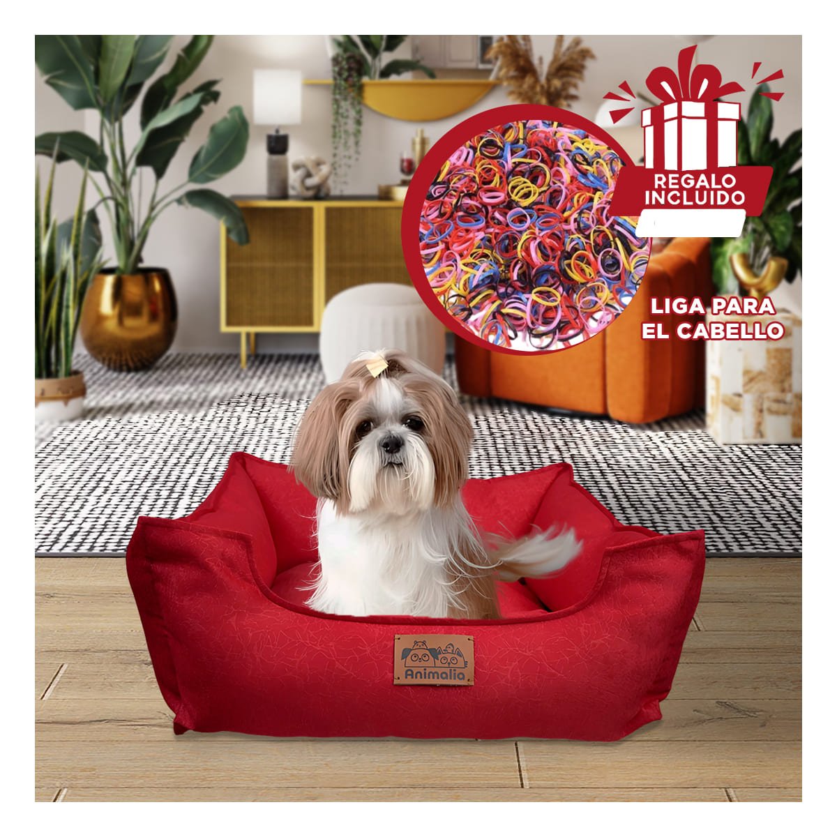 LECHO PARA PERRO TALLA S ROJO LABRADO CON COMPLETO YLIGAS REGALO - 2