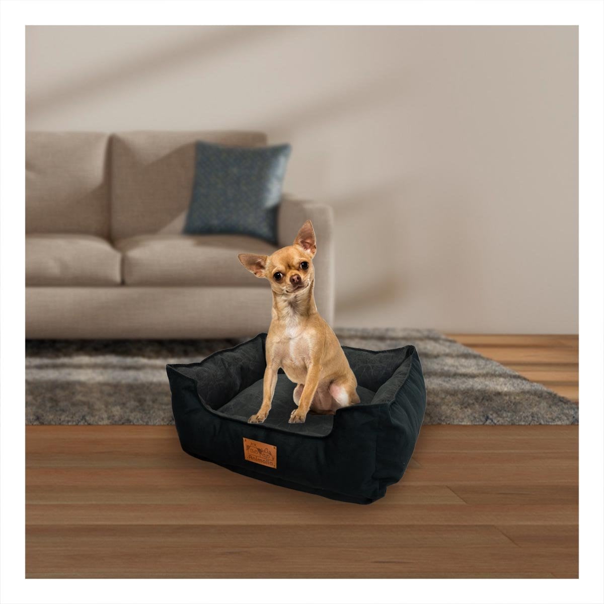 CAMA PARA PERRO TALLA S NEGRO LISO CON CENTRO NEGRO - 1