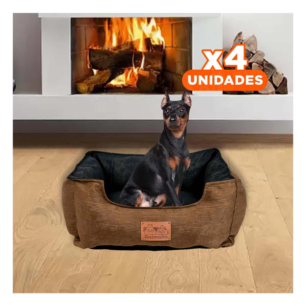 PACK4 AREA DE CONFORT PARA PERRO TALLA S MARRON CENTRO NEGRO YPAPEL REGALO - 1