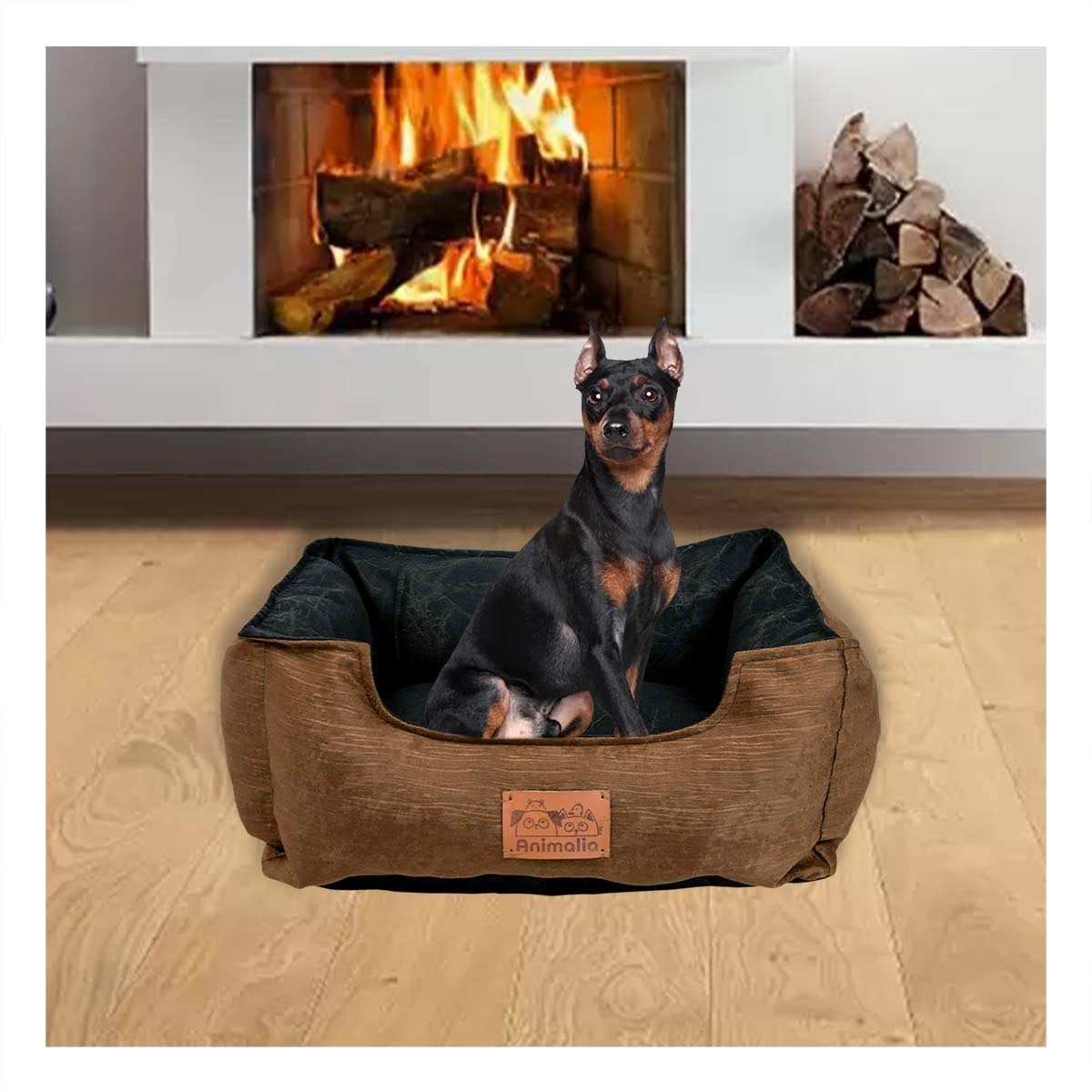 DESCANSO PARA PERRO TALLA S MARRON CON CENTRO NEGRO YSTICKY - 1