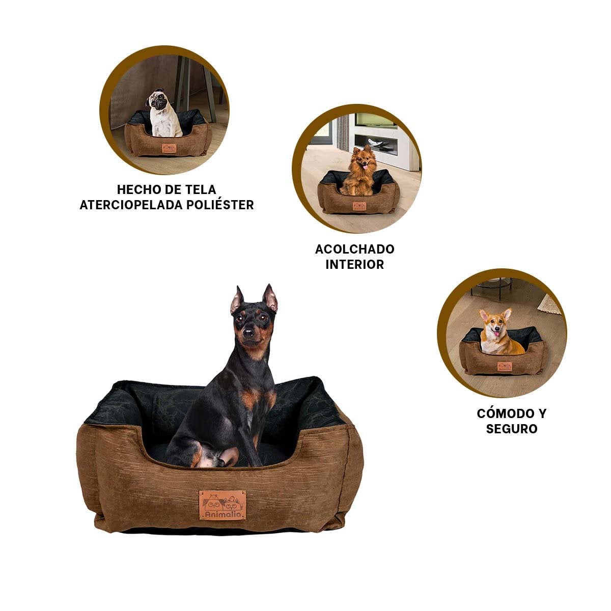 DESCANSO PARA PERRO TALLA S MARRON CON CENTRO NEGRO YSTICKY - 5