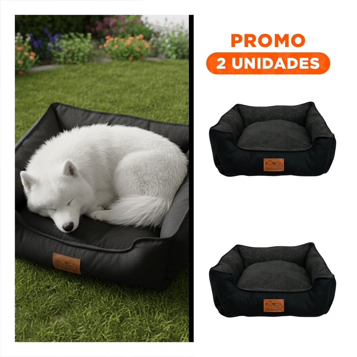 PACK2 NIDO PARA PERRO TALLA S NEGRO LISO CENTRO NEGRO YREGALO STICKER - 1