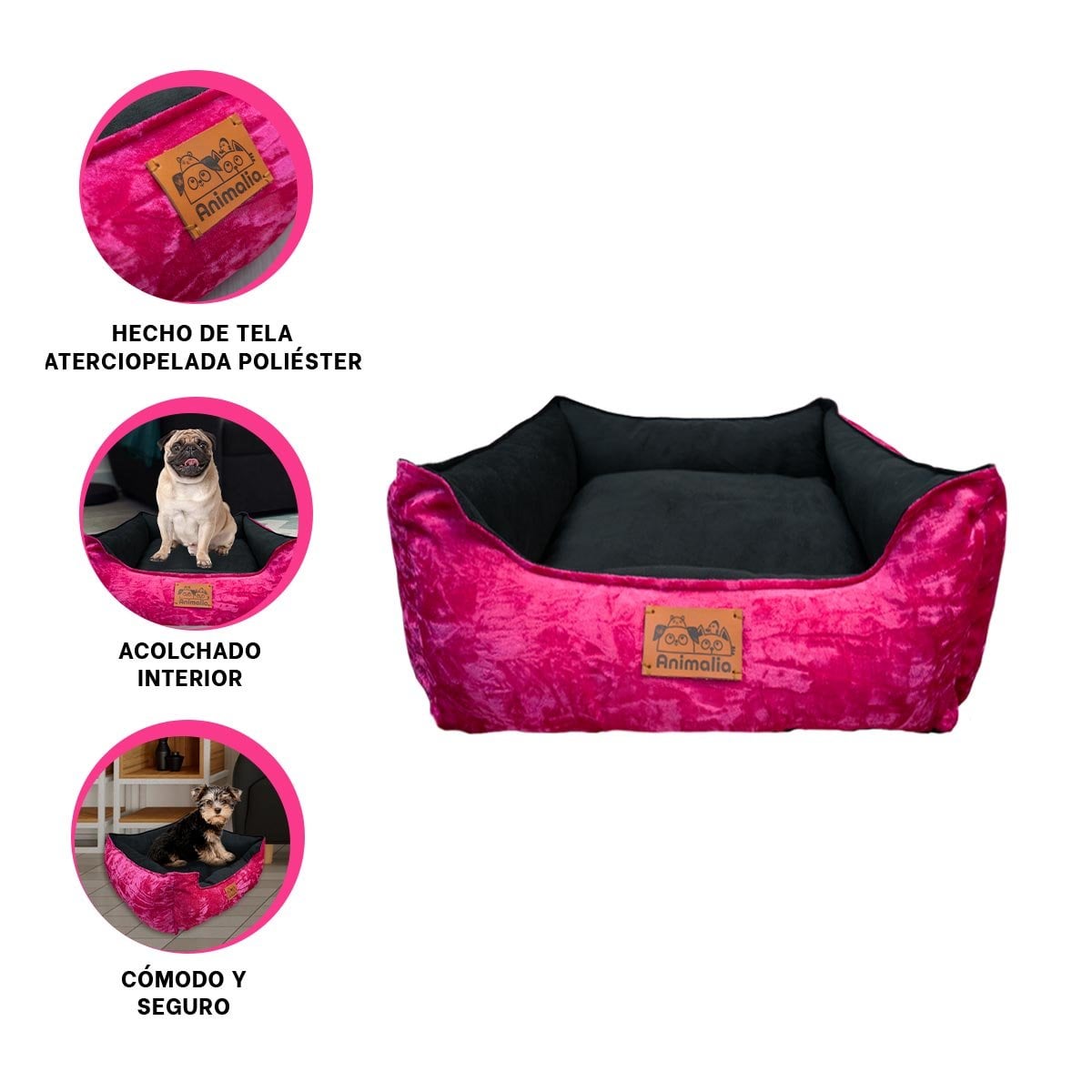 DESCANSO PARA PERRO TALLA S FUCSIA BRILLANTE CON CENTRO NEGRO YSTICKY - 5
