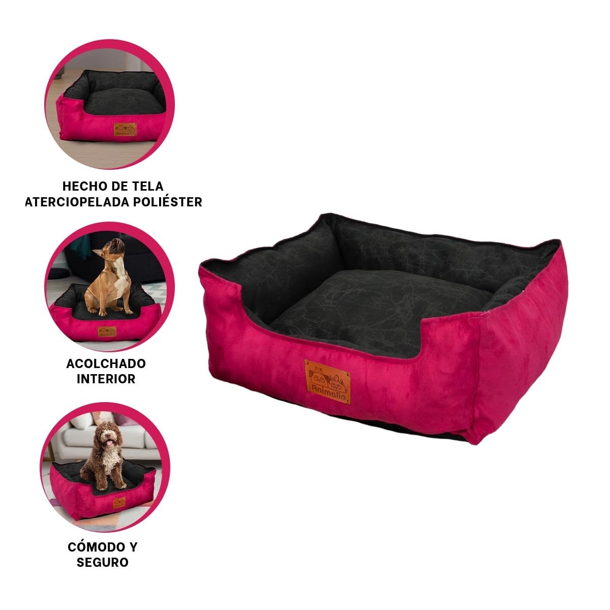 DESCANSO PARA PERRO TALLA M FUCSIA LISO CON CENTRO NEGRO YSTICKY - 5