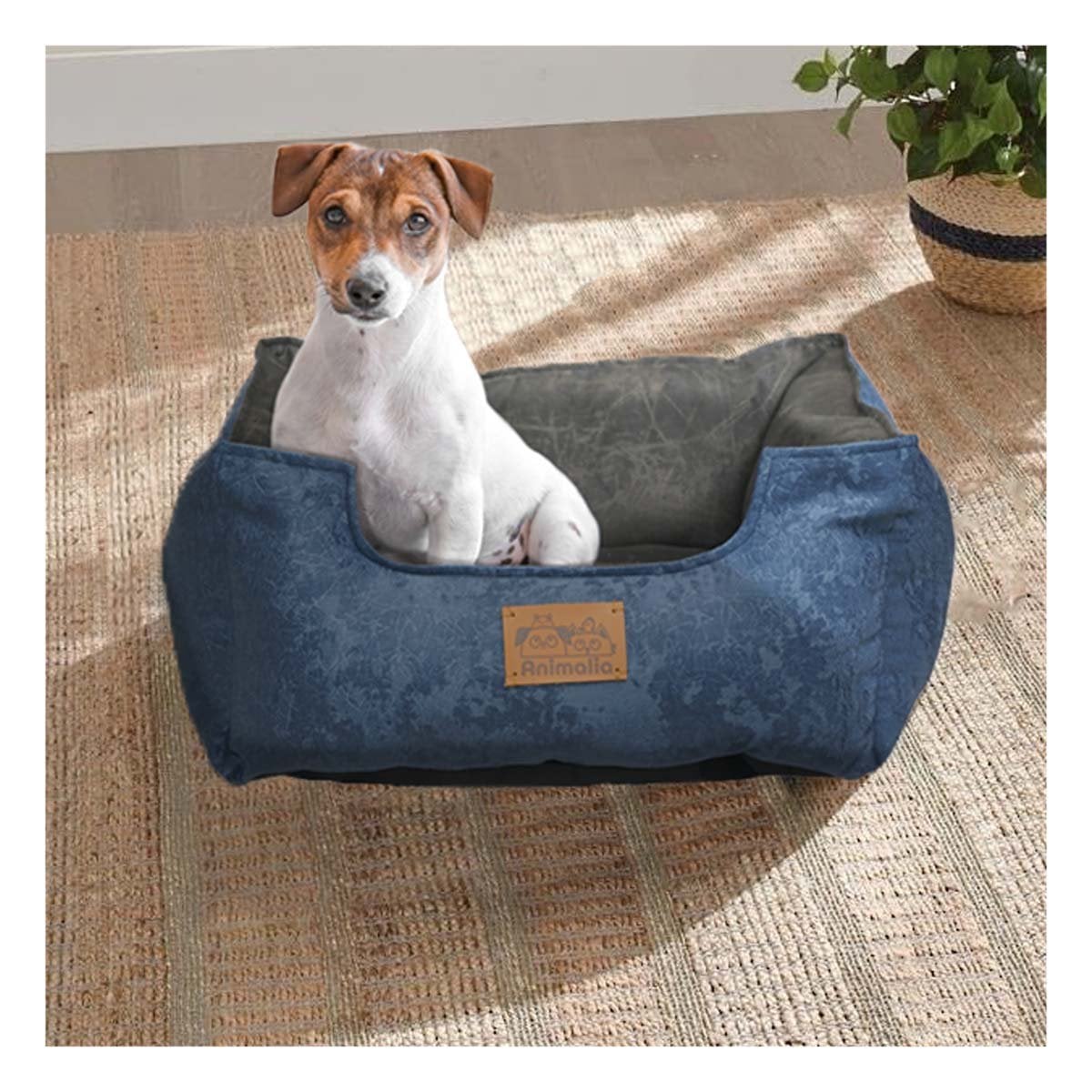 DESCANSO PARA PERRO TALLA M AZUL LABRADO CON CENTRO NEGRO YSTICKY - 1