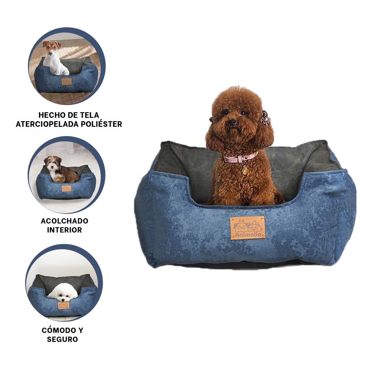 DESCANSO PARA PERRO TALLA M AZUL LABRADO CON CENTRO NEGRO YSTICKY - 5