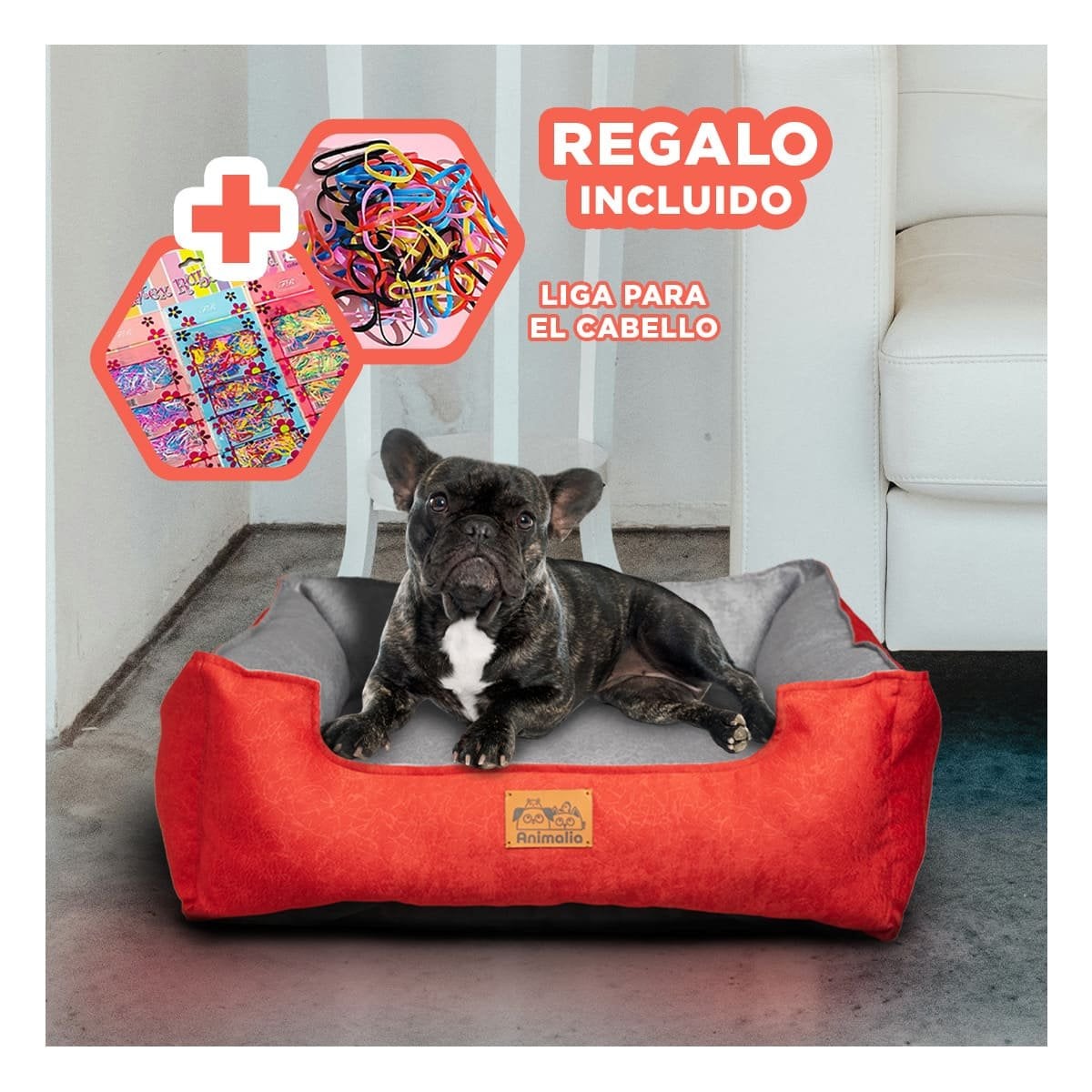 LECHO PARA PERRO TALLA S ROJO LABRADO CON CENTRO PLOMO YLIGAS REGALO - 2