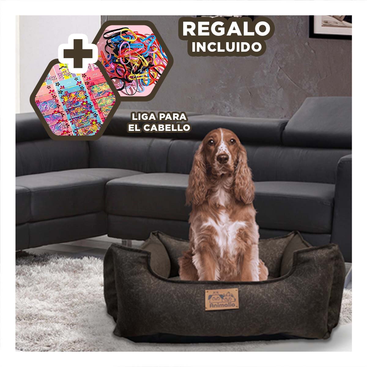 LECHO PARA PERRO TALLA M MARRON CON COMPLETO YLIGAS REGALO - 2