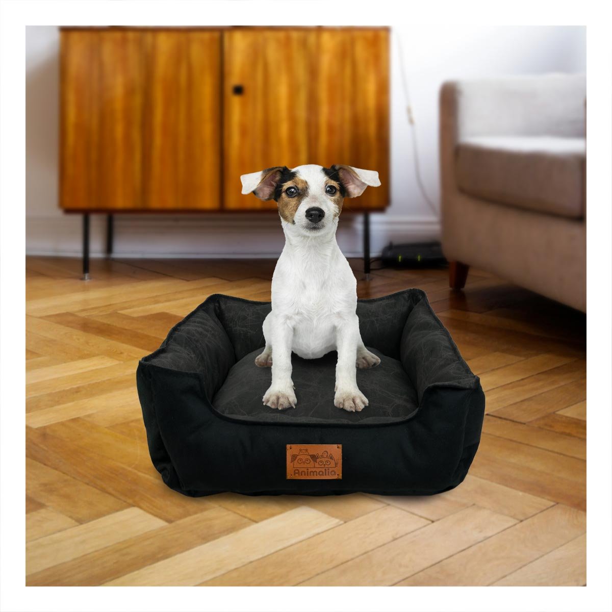 COLCHON PARA PERRO TALLA S NEGRO LISO CON CENTRO NEGRO YPAPEL REGALO - 1