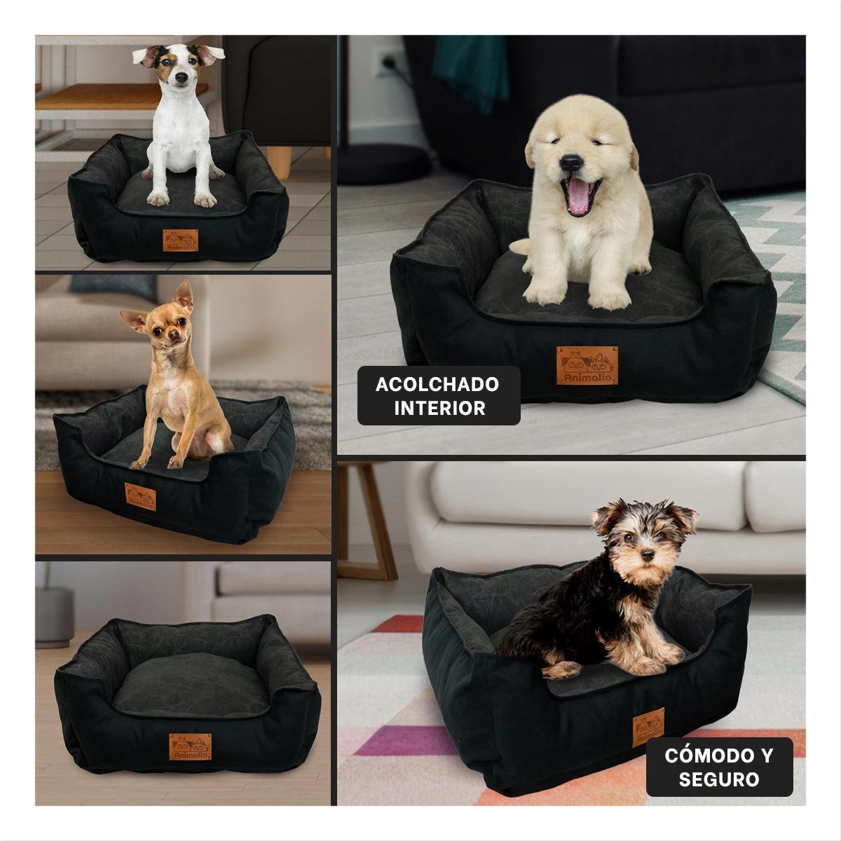 COLCHON PARA PERRO TALLA S NEGRO LISO CON CENTRO NEGRO YPAPEL REGALO - 3