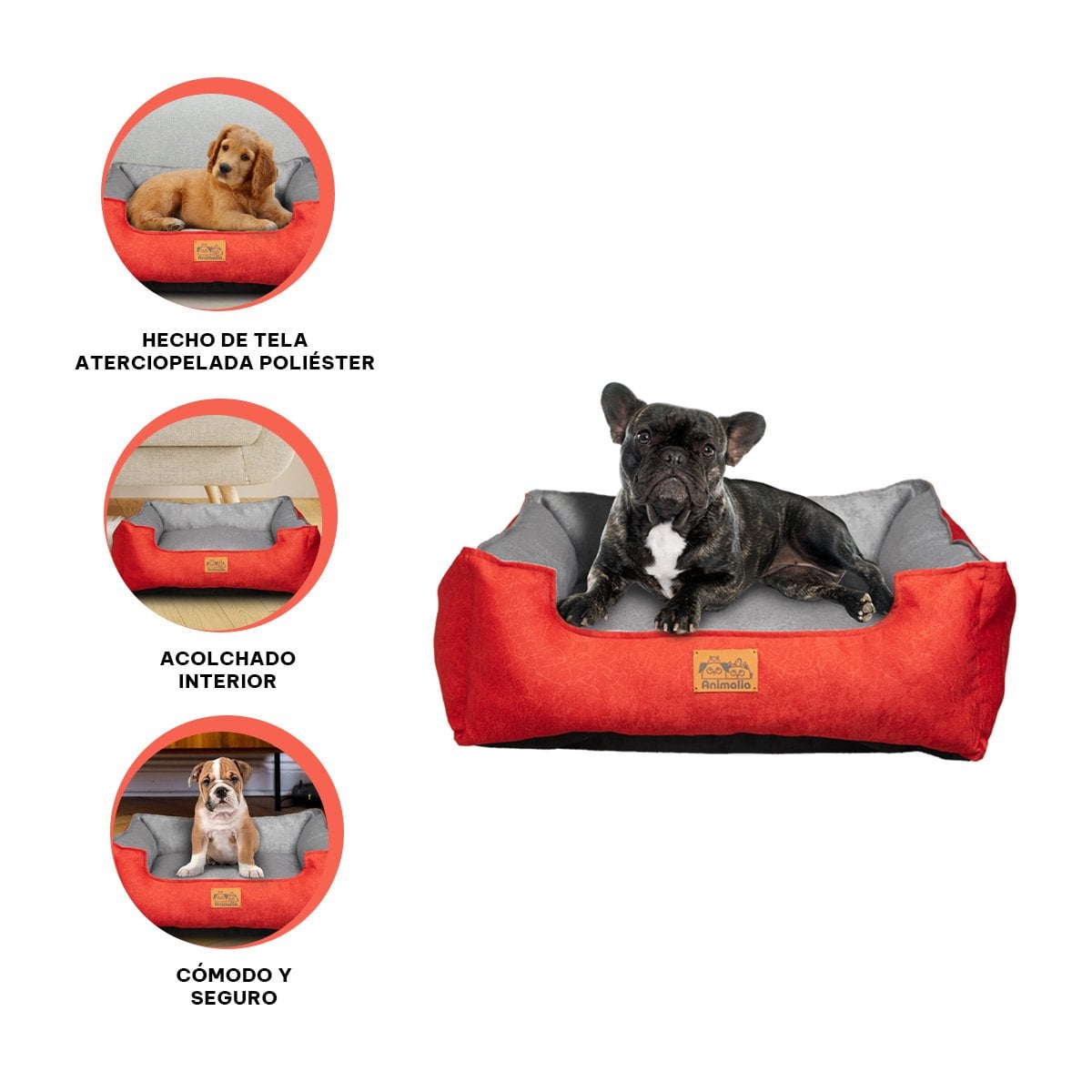 DESCANSO PARA PERRO TALLA S ROJO LABRADO CON CENTRO PLOMO YSTICKY - 5