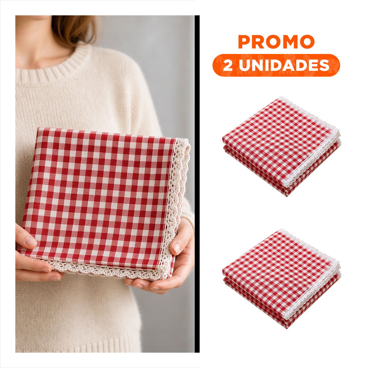 PACK2 COBIJA PICNIC PARA JARDIN Y PARQUE CON BORDE DE ENCAJE ROJO Y BLANCO YREGALO STICKER - 1