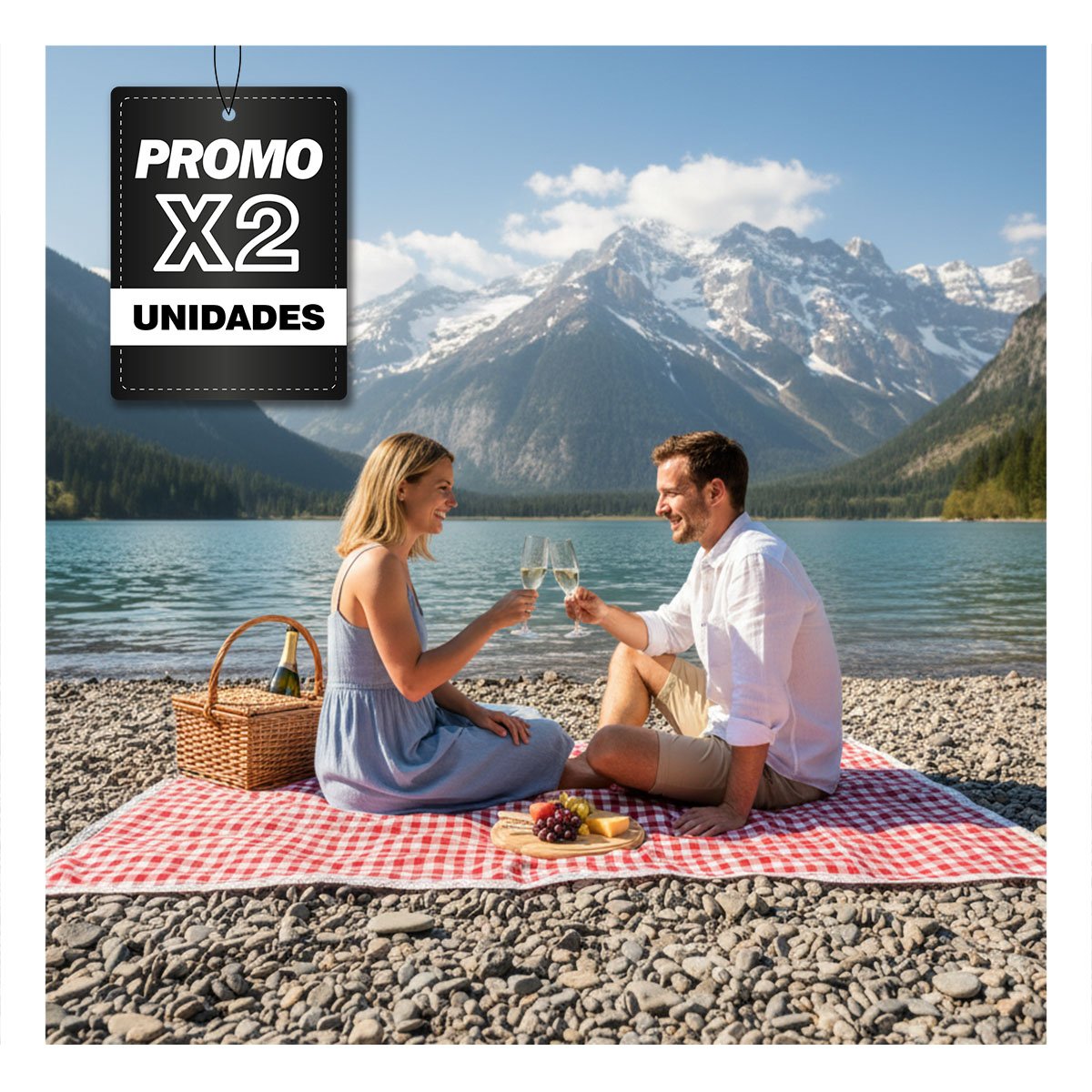 PACK2 LONA PICNIC CON BORDE DE ENCAJE PARA USAR AL AIRE LIBRE FACIL ROJO Y BLANCO - 1