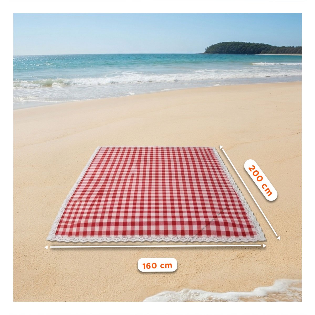 PACK2 LONA PICNIC CON BORDE DE ENCAJE PARA USAR AL AIRE LIBRE FACIL ROJO Y BLANCO - 2