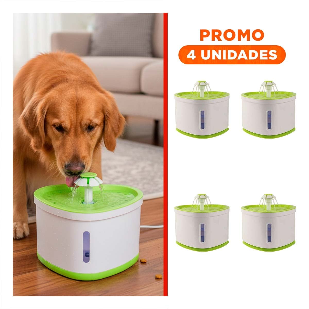 PACK4 FUENTE DE AGUA CORAZON PET VERDE DE PLASTICO MUY ESTABLE - 1