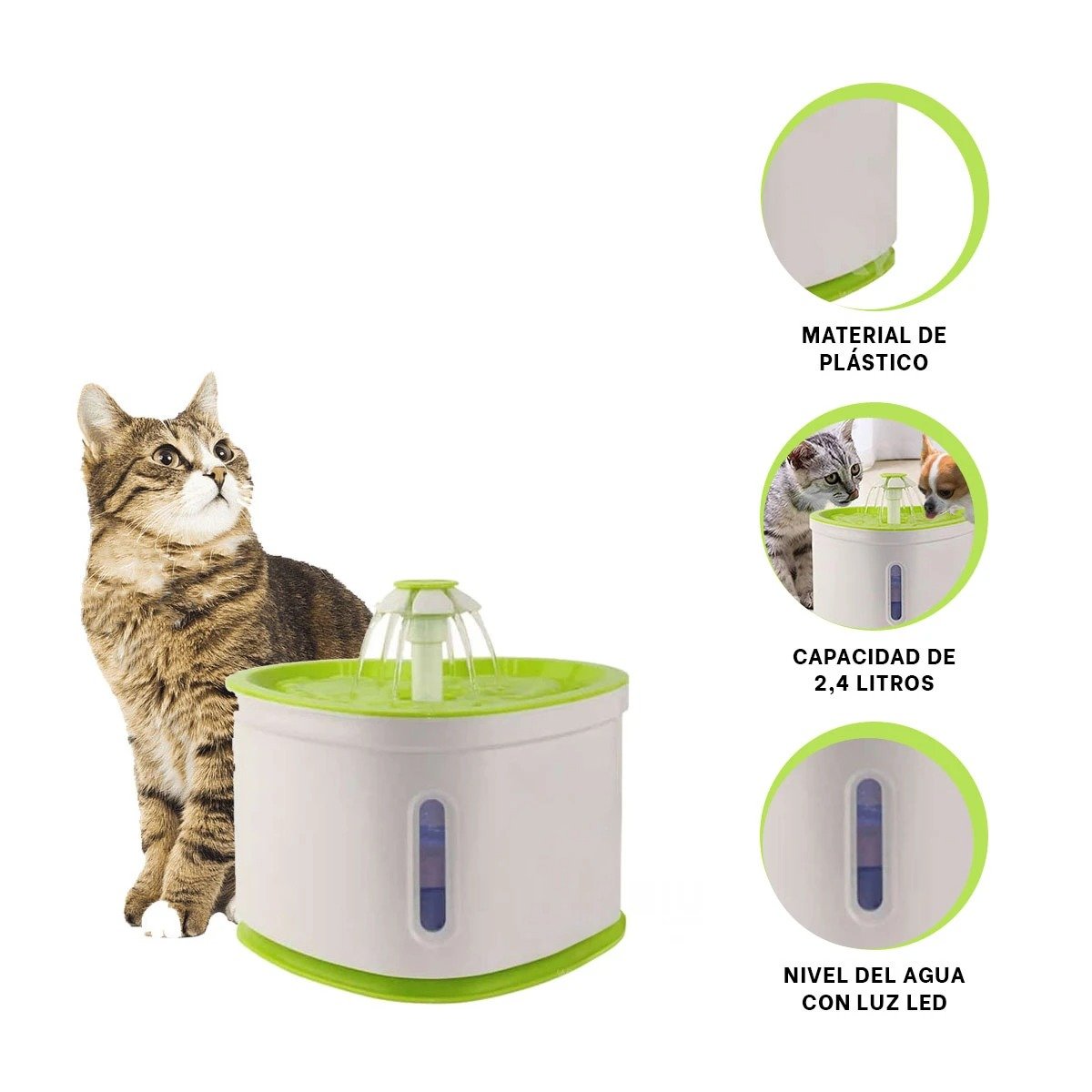 FUENTE DE AGUA CORAZON PET VERDE DE PLASTICO DE CALIDAD REAL YSTICKY - 5