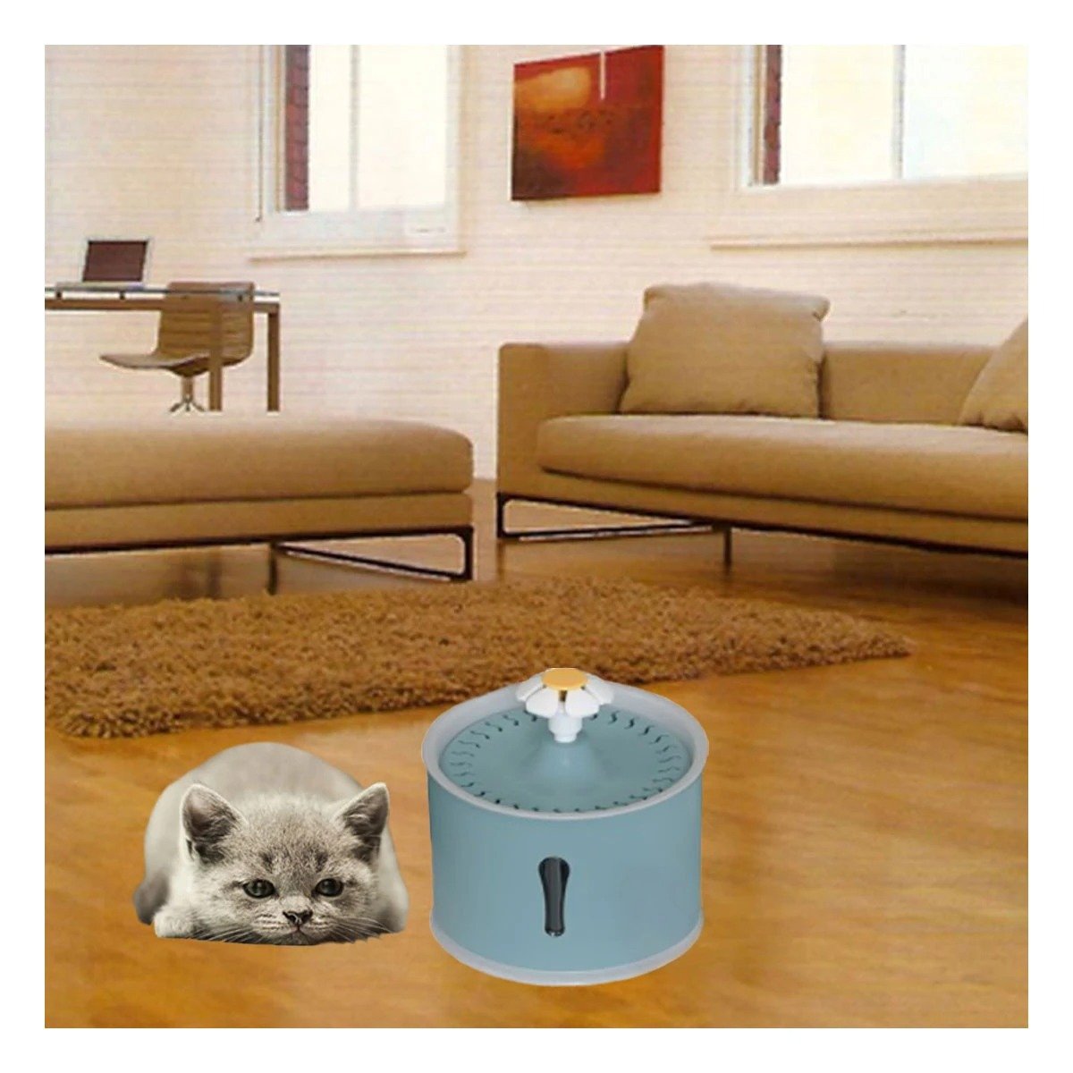 BEBEDERO CIRCULAR LIGERO AZUL ACERO PARA REFRESCAR A SU FAMILIA YPAPEL REGALO - 1
