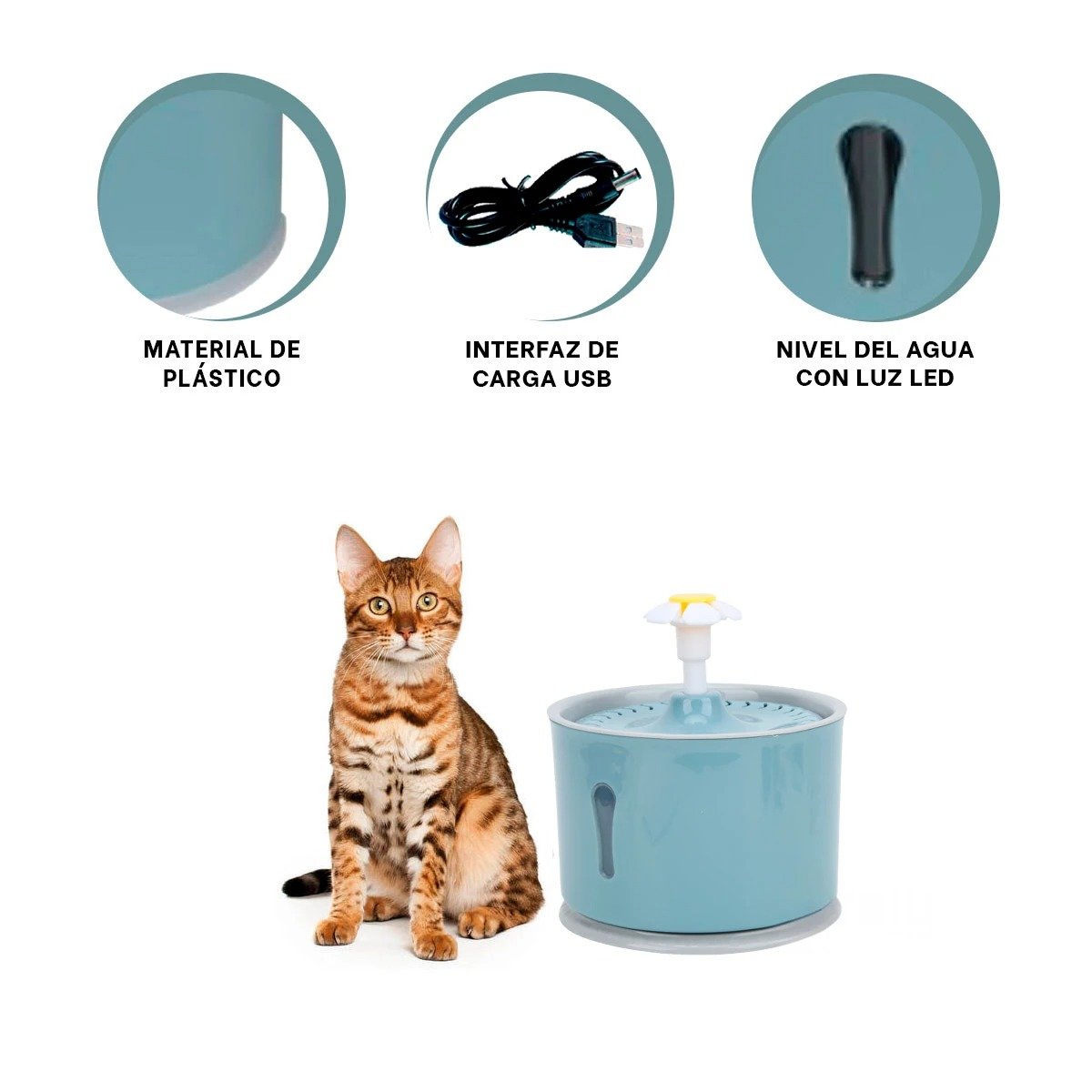 BEBEDERO CIRCULAR LIGERO AZUL ACERO PARA REFRESCAR A SU FAMILIA YPAPEL REGALO - 5