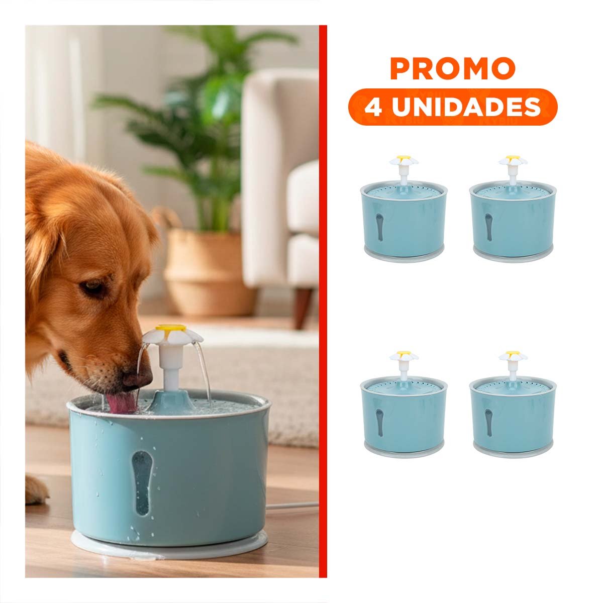PACK4 FUENTE DE AGUA CIRCULAR PET AZUL ACERO DE PLASTICO MUY ESTABLE - 1