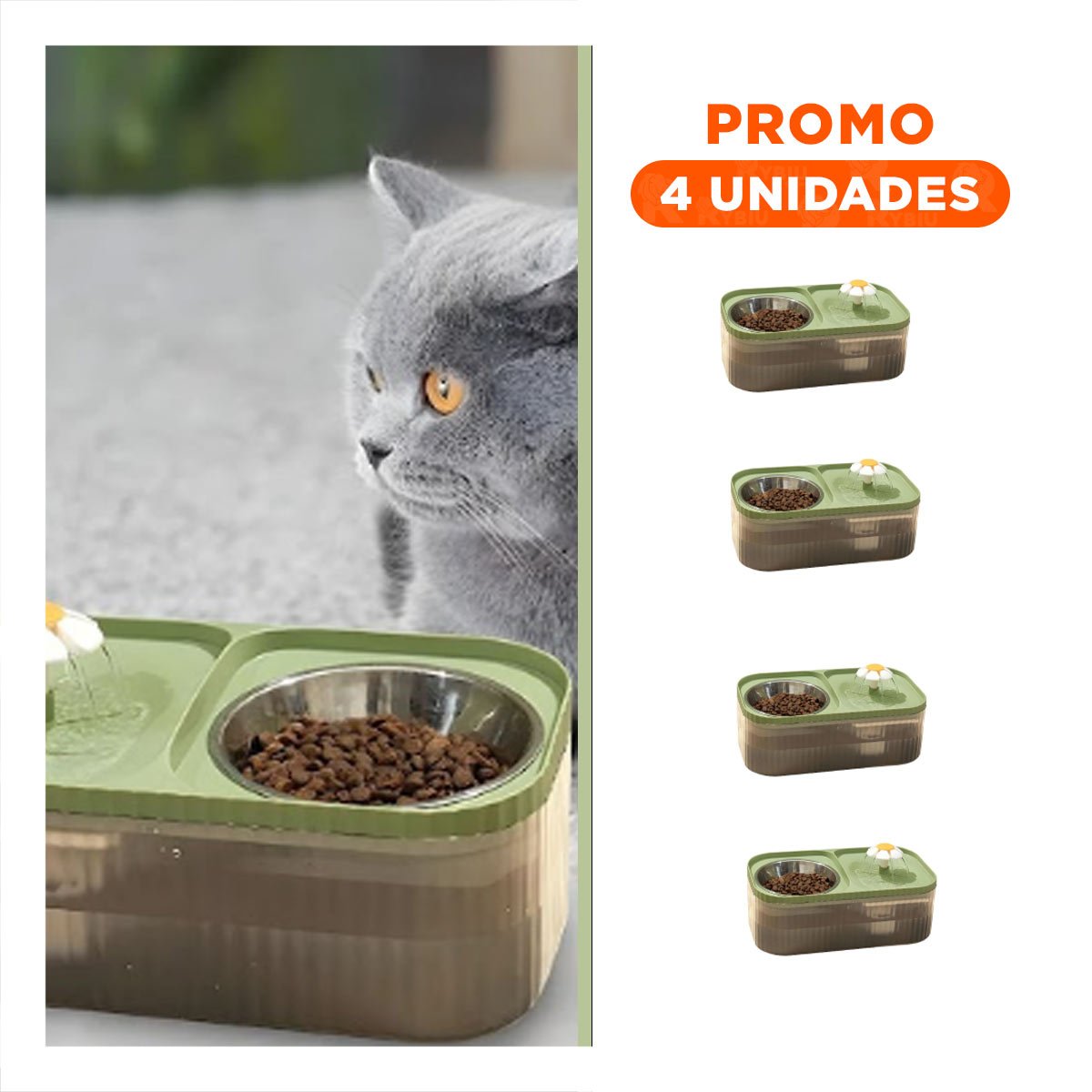 PACK4 FUENTE DOBLE RECTANGULAR PET VERDE DE SOPORTE MUY ESTABLE - 1