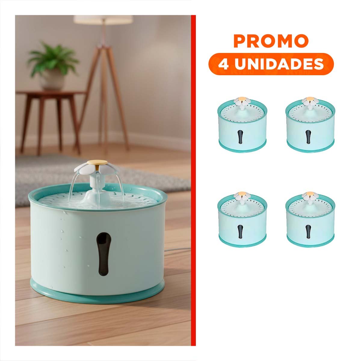 PACK4 FUENTE DE AGUA CIRCULAR PET VERDE DE PLASTICO MUY ESTABLE - 1