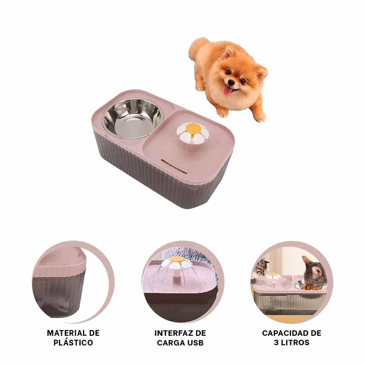 PLATO DE ALIMENTACION DOBLE ROSADO PARA LA COMODIDAD DE SU FAMILIA YPAPEL REGALO - 5