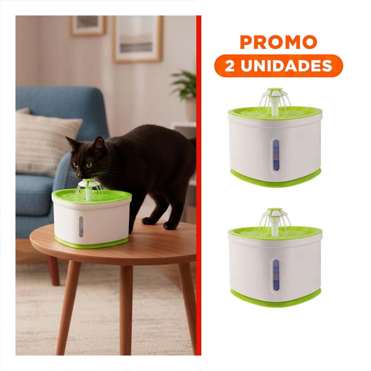 PACK2 ESTACION DE AGUA CIRCULAR CON ESTILO CORAZON VERDE PARA MAS ESTILO YREGALO STICKER - 1