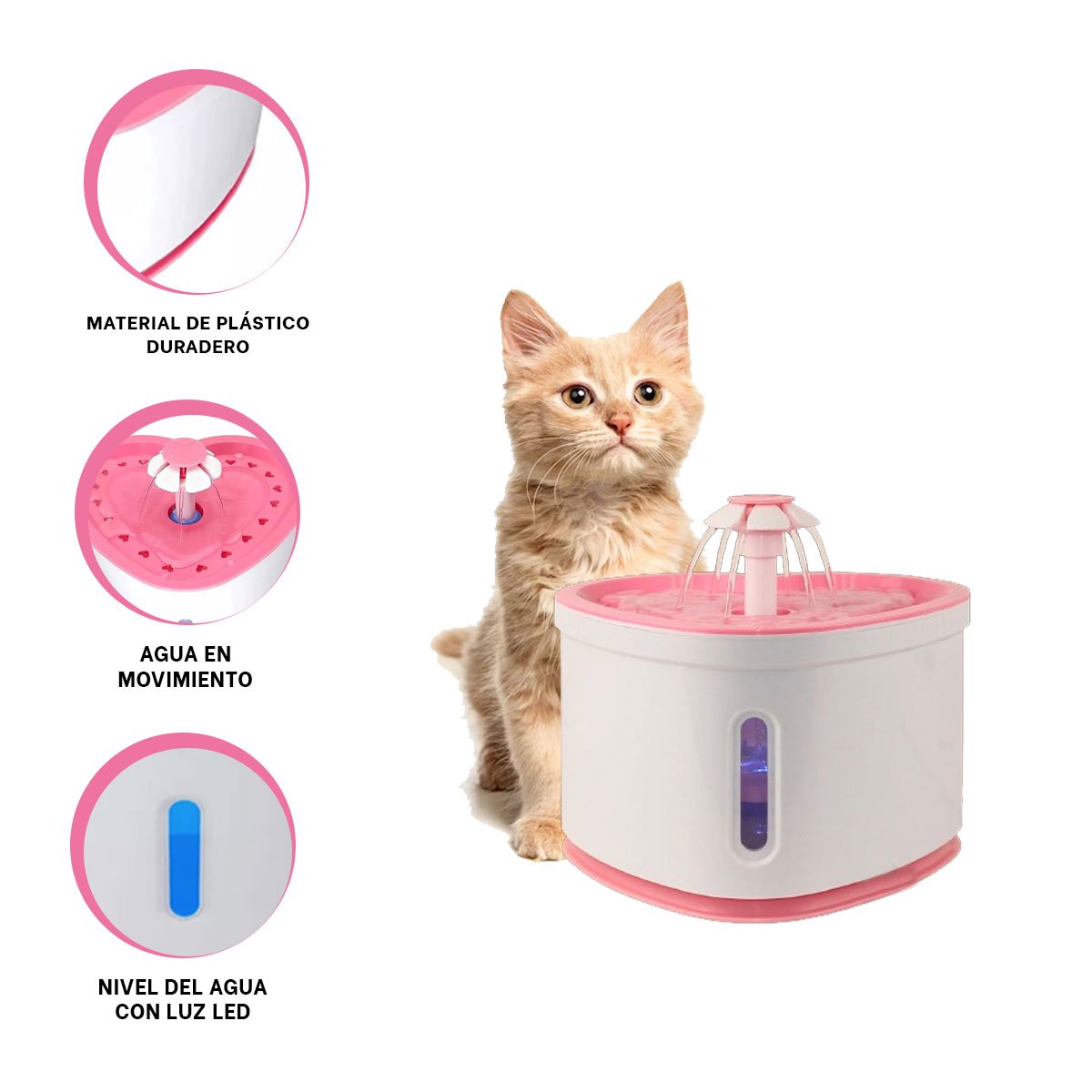 FUENTE DE AGUA CORAZON PET ROSADO DE PLASTICO DE CALIDAD REAL YSTICKY - 5