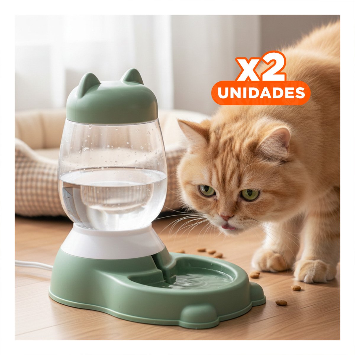 PACK2 DISPENSADOR AUTOMATICO DE BIDON VERDE CON GATO QUE FACILITA HIDRATACION YPAPEL REGALO - 1