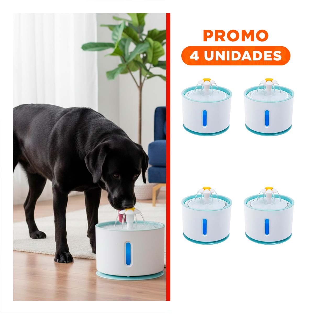 PACK4 FUENTE DE AGUA CIRCULAR PET BLANCO CELESTE DE PLASTICO MUY ESTABLE - 1