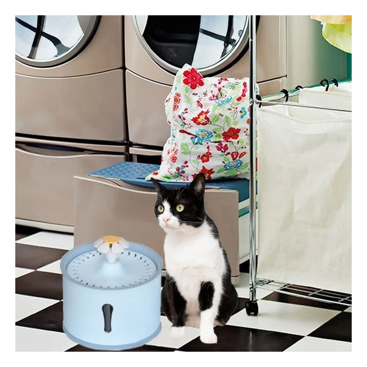 FUENTE DE AGUA CIRCULAR PET CELESTE GRIS DE PLASTICO PARA HIDRATACION CON MUCHA CALMA - 3