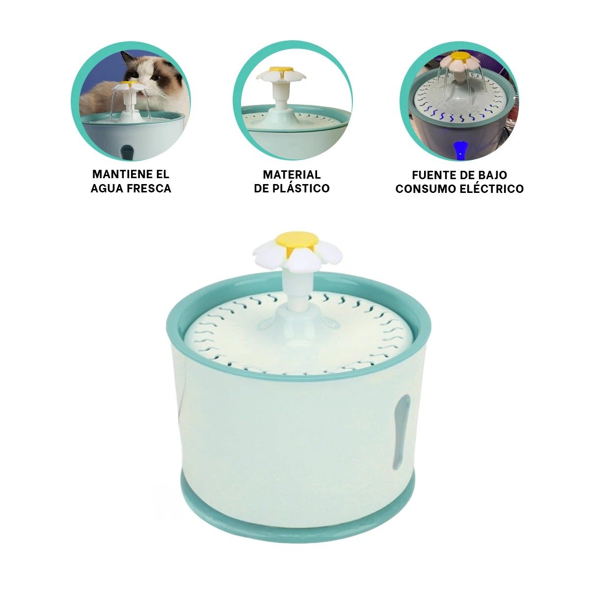 FUENTE DE AGUA CIRCULAR PET VERDE DE PLASTICO DE CALIDAD REAL YSTICKY - 5