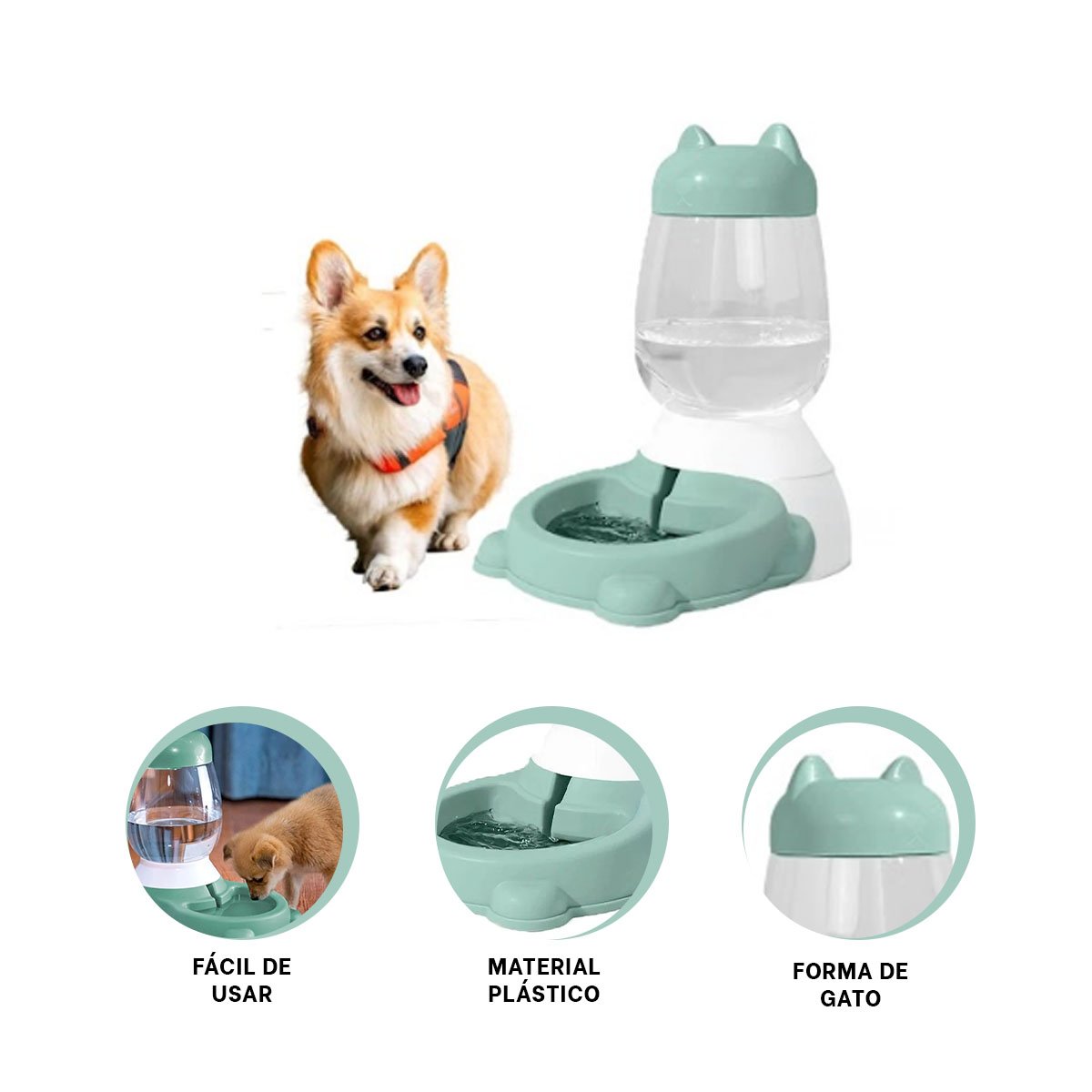 BEBEDERO DOMESTICO VERDE CON BIDON EN GATO QUE MANTIENE ESPACIOS ORDENADOS YSTICKY - 5