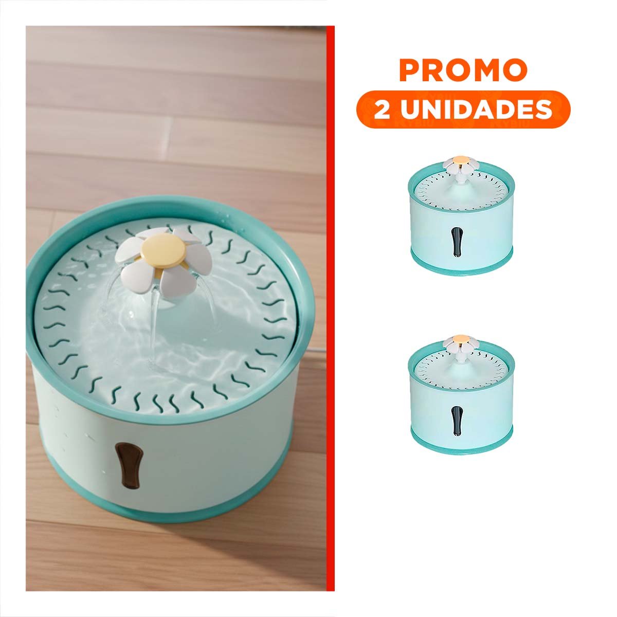 PACK2 ESTACION DE AGUA CIRCULAR CON FLUJO CONSTANTE VERDE PARA MAS ESTILO YREGALO STICKER - 1