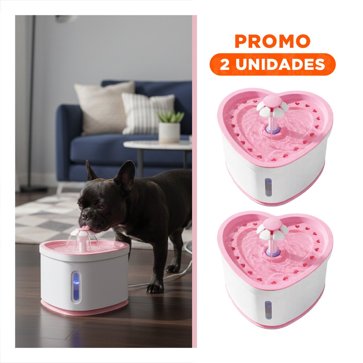 PACK2 ESTACION DE AGUA CIRCULAR CON ESTILO CORAZON ROSADO PARA MAS ESTILO YREGALO STICKER - 1