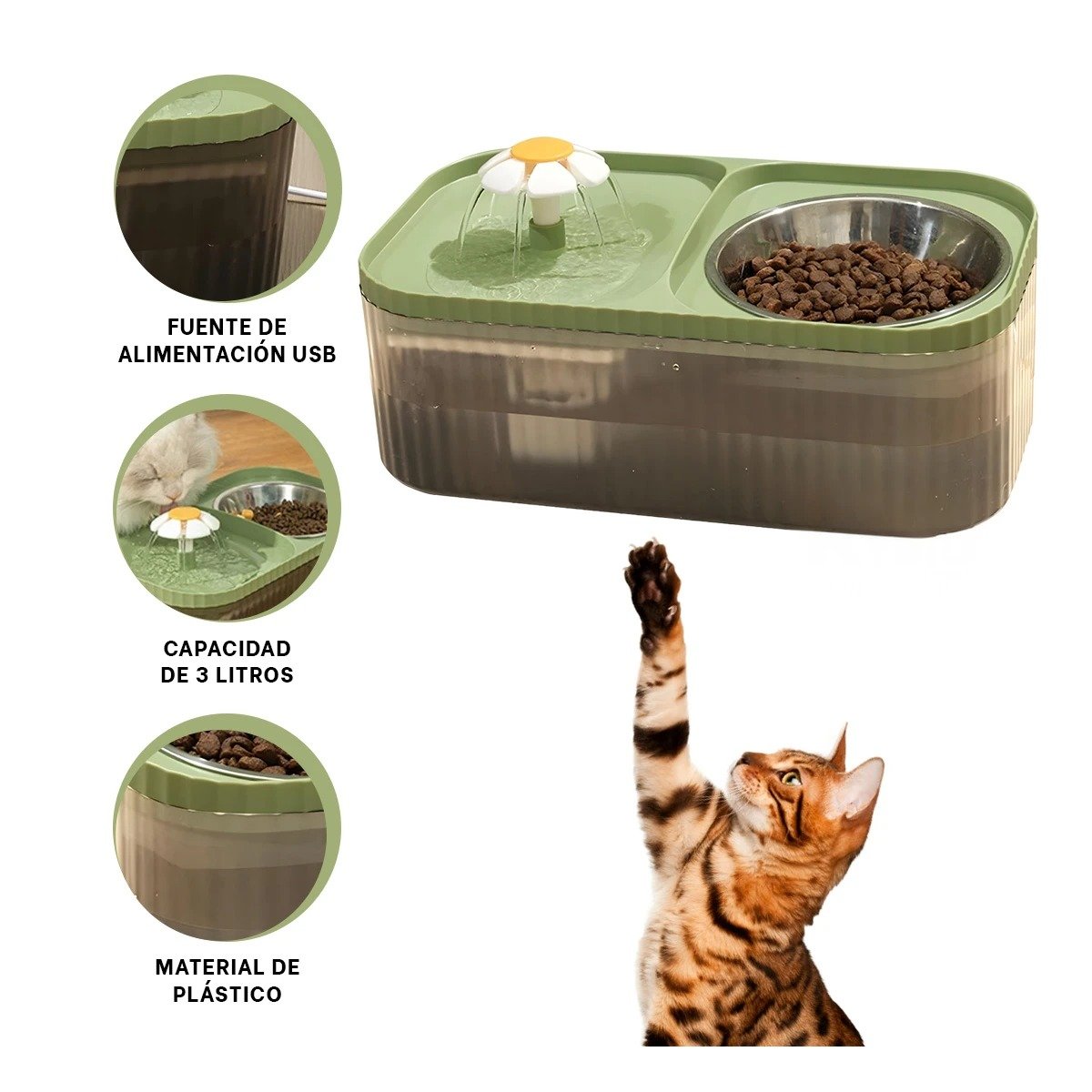 FUENTE DOBLE RECTANGULAR PET VERDE CON SUPERFICIE DE CALIDAD REAL YSTICKY - 5