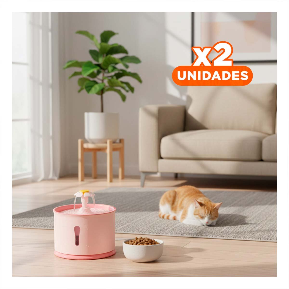 PACK2 BEBEDERO CIRCULAR DE RESINA ROSADO PARA BEBER CON MUCHA GANA EN CASA - 1