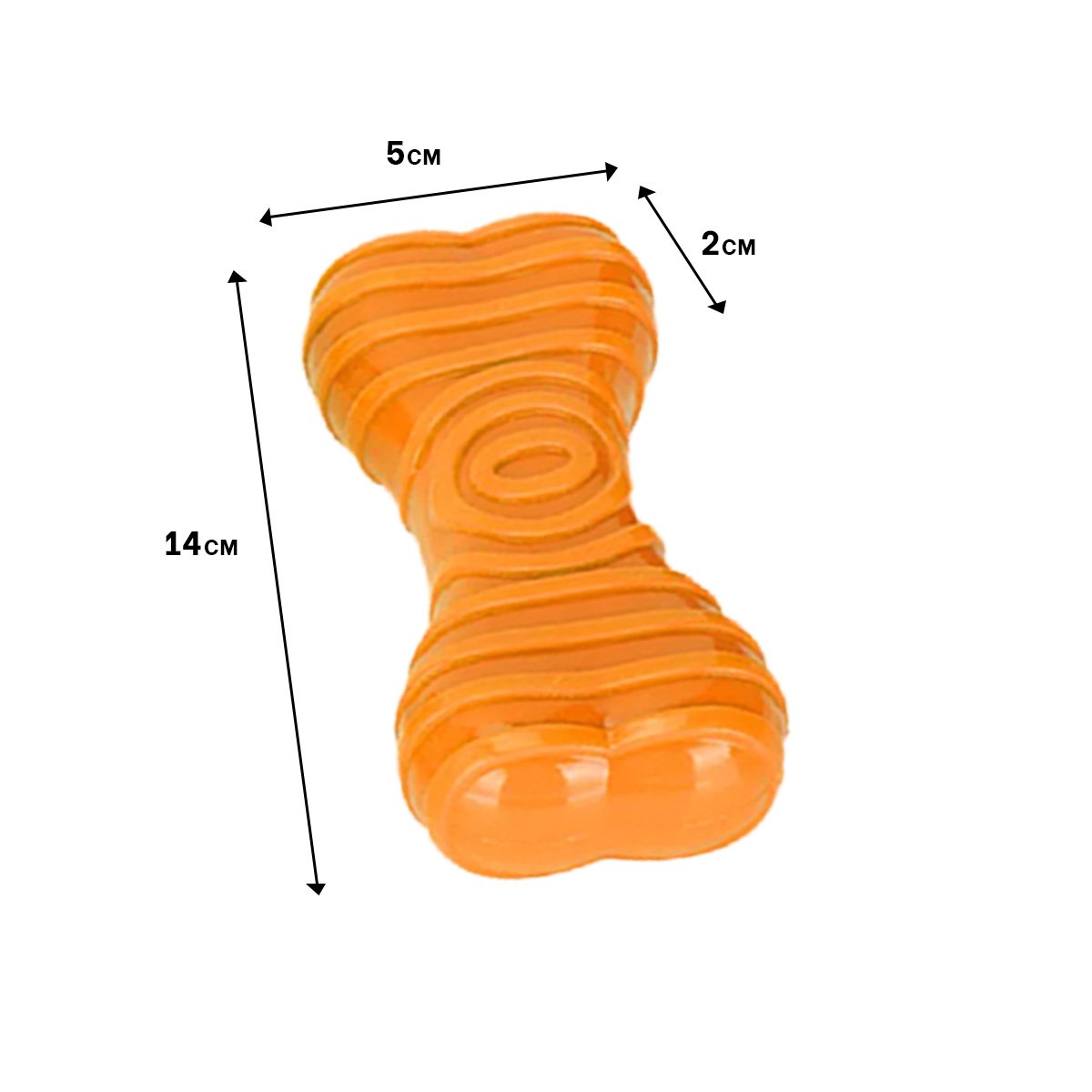 JUGUETE CANINO HUESO CON RAYAS EN COLOR NARANJA EN AMBIENTES BIEN DELIMITADOS YSTICKY - 4