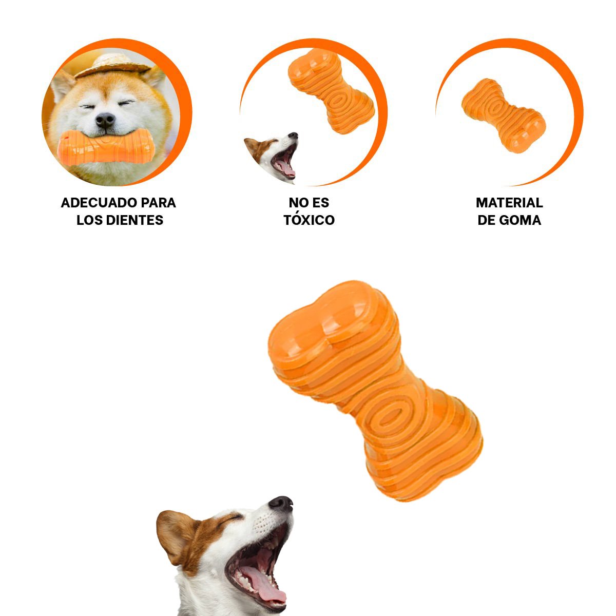 JUGUETE CANINO HUESO CON RAYAS EN COLOR NARANJA EN AMBIENTES BIEN DELIMITADOS YSTICKY - 5