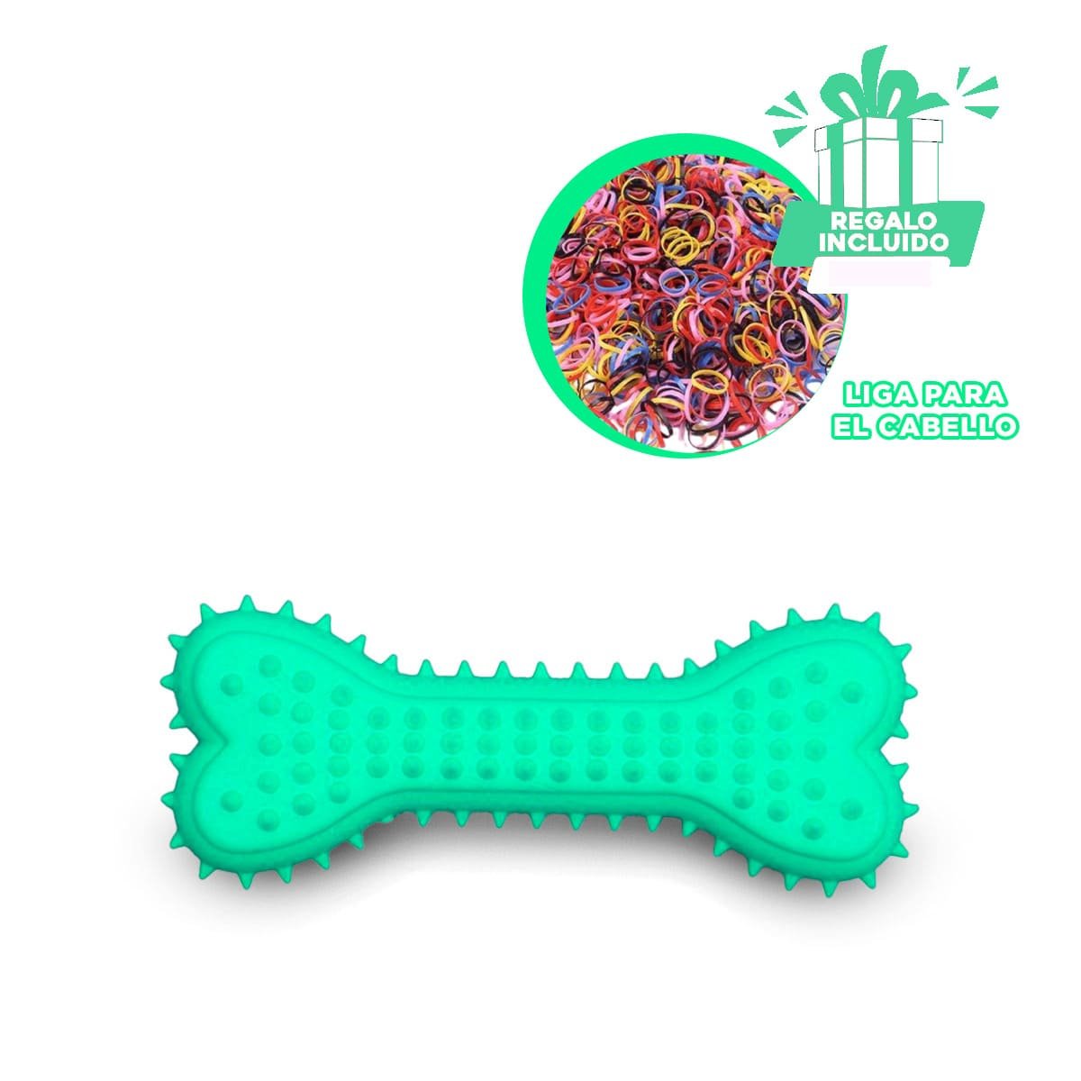 JUGUETE CON PUAS EN VERDE AGUA TIPO HUESO PARA DISTRIBUCION PRACTICA DEL ESPACIO YLIGAS REGALO - 2