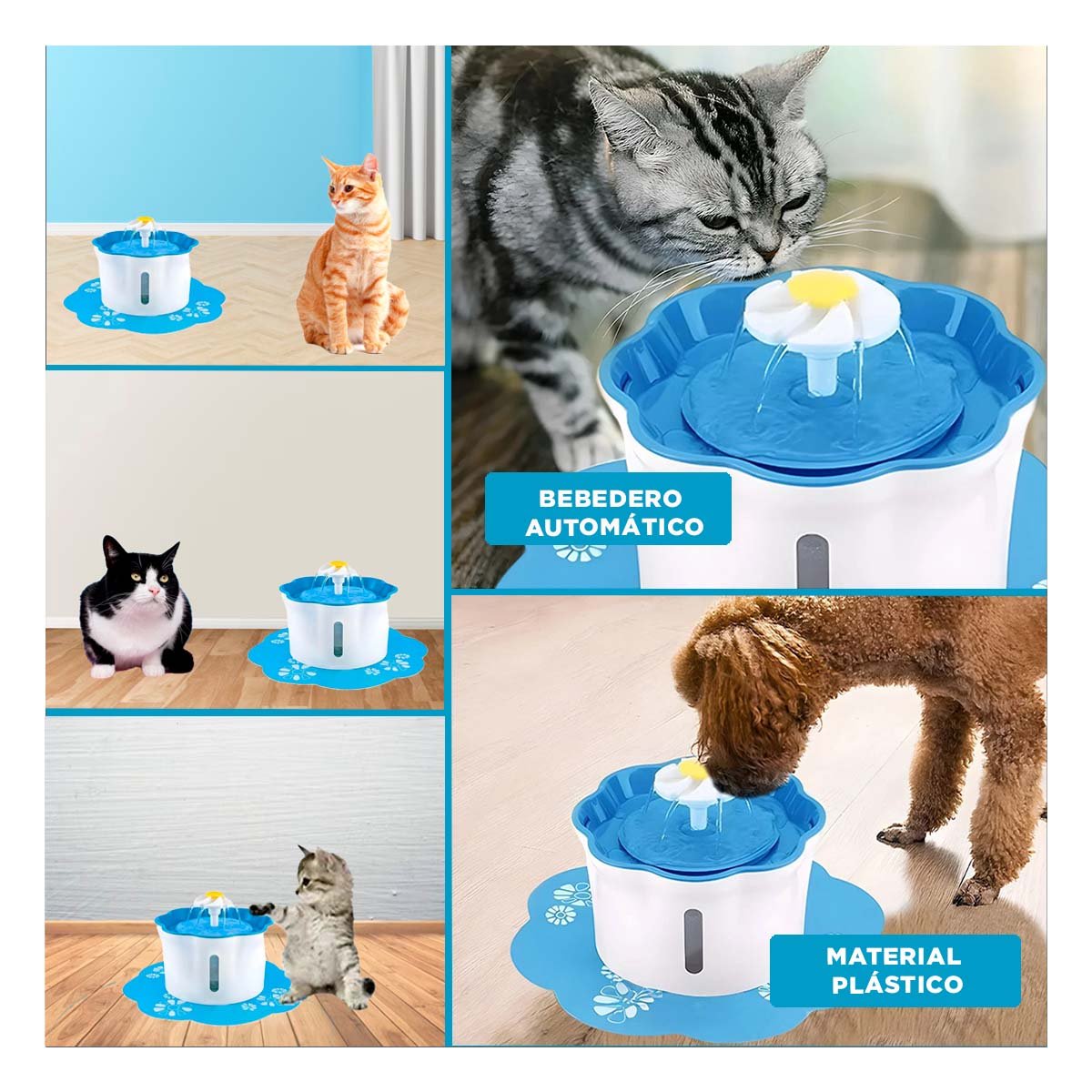 FUENTE DE AGUA FLOR PET CELESTE DE PLASTICO DE CALIDAD REAL YSTICKY - 2