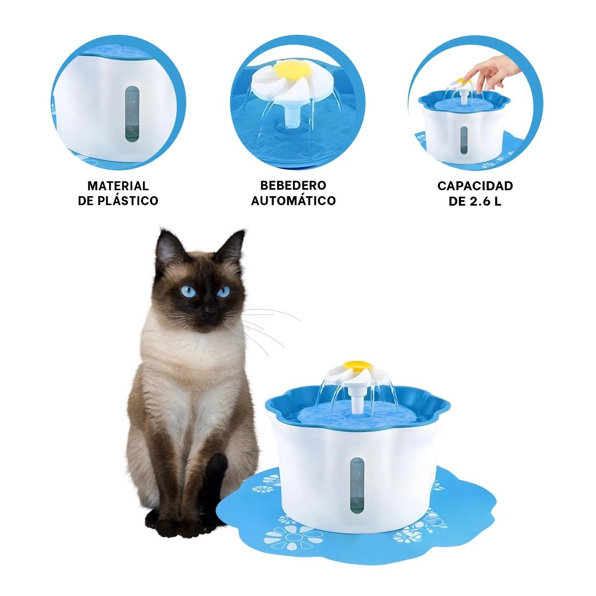 FUENTE DE AGUA FLOR PET CELESTE DE PLASTICO DE CALIDAD REAL YSTICKY - 5
