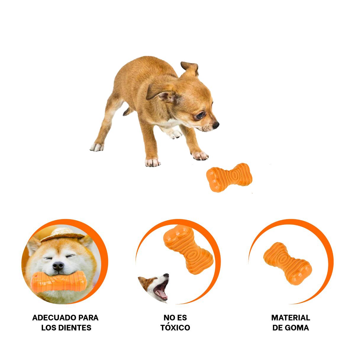 JUGUETE EN NARANJA CON FORMA HUESO CON RAYAS QUE FACILITA ESPACIOS DEFINIDOS YPAPEL REGALO - 5