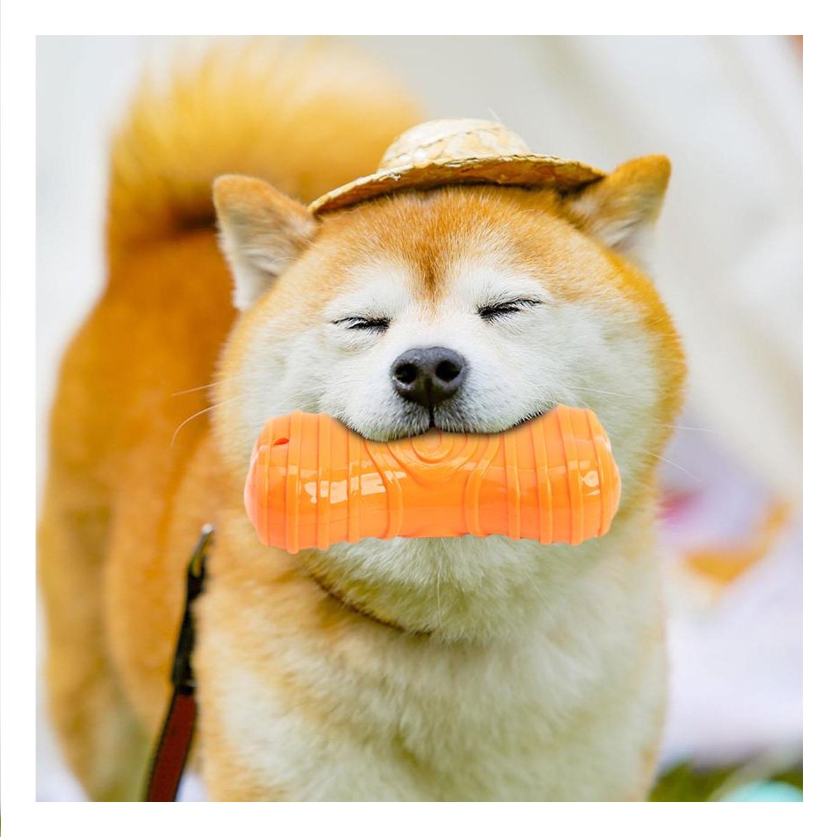 JUGUETE HUESO CON RAYAS EN COLOR NARANJA PARA MANTENER AREAS DE MASCOTA EN ORDEN - 1