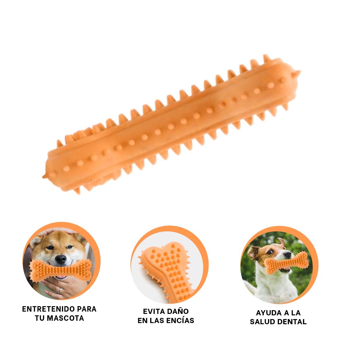 JUGUETE CANINO HUESO CON PUAS EN COLOR NARANJA EN AMBIENTES BIEN DELIMITADOS YSTICKY - 5